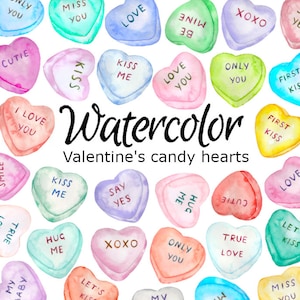 AQUARELL CLIPART valentine's candy herzen scrapbooking png grafik aquarell illustration skizzenbild clip art valentinstag