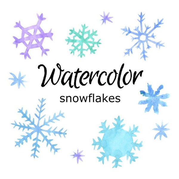 WATERCOLOR CLIPART, snowflakes scrapbooking png, graphics, watercolour illustration sketch painting clip art winter snow flakes wonderland