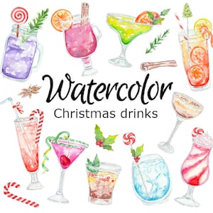 水彩画クリップアート、クリスマスドリンクスクラップブッキングバーメニューPNG、グラフィックス水彩画、イラストスケッチ絵画クリップアートパーティーカクテル
