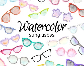 Aquarell CLIPART Sonnenbrille Kunst scrapbooking png, Grafik, Aquarell, Illustration Skizze Malerei Clip Geburtstag Party Karte Brille Gig