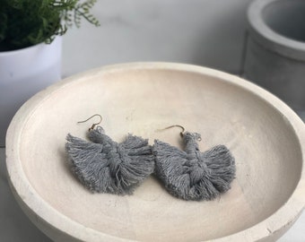 Boho Macrame Feather Earrings: Cotton Cord Design