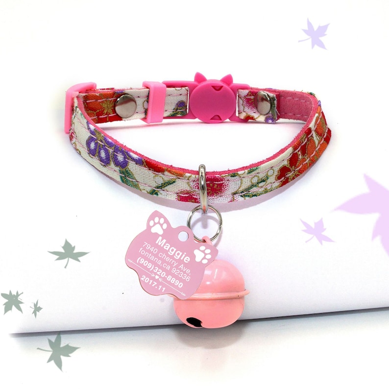 Cat Collar tag Personalized Cat Collars Leather Cat Collar Etsy
