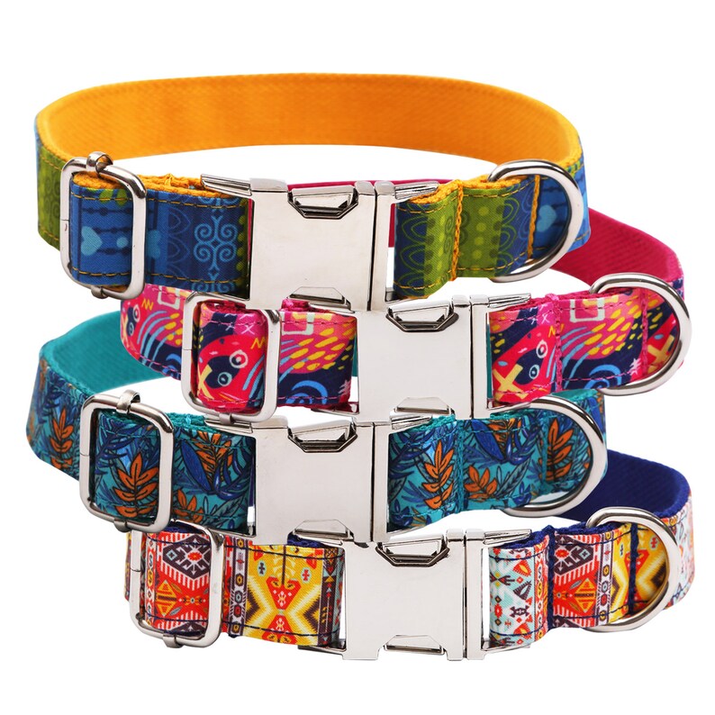 Personalized Laser Engraved Metal Buckle Dog Collar 7 Cotton Etsy