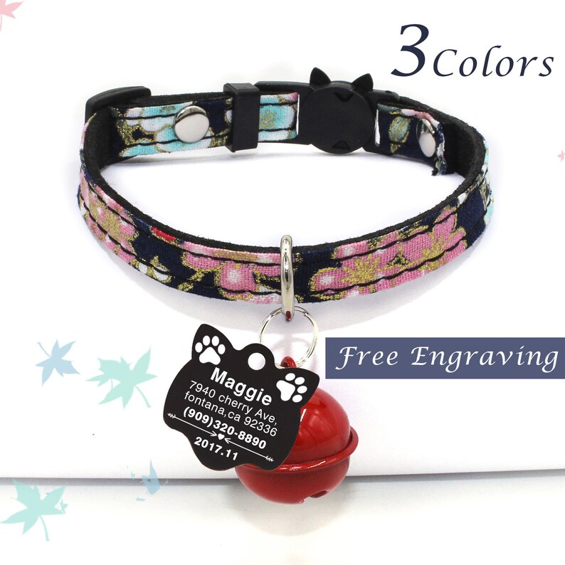 Cat Collar tag Personalized Cat Collars Leather Cat Collar Etsy