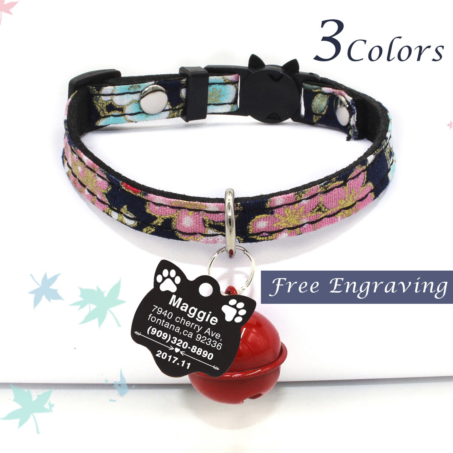 Cat Collar Tag Personalized Cat Collars Leather Cat Collar Etsy