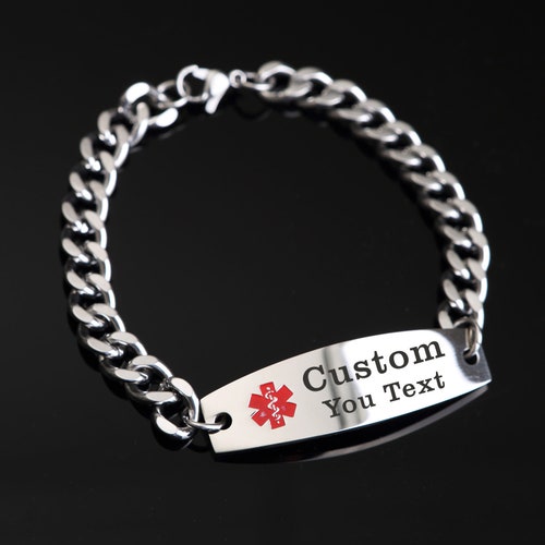 Bracciale Medico Personalizzato LSxAB Red Medical Alert ID Collana Per