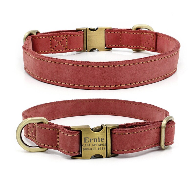 Genuine Leather Dog Collar Personalized Dog Collar Etsy