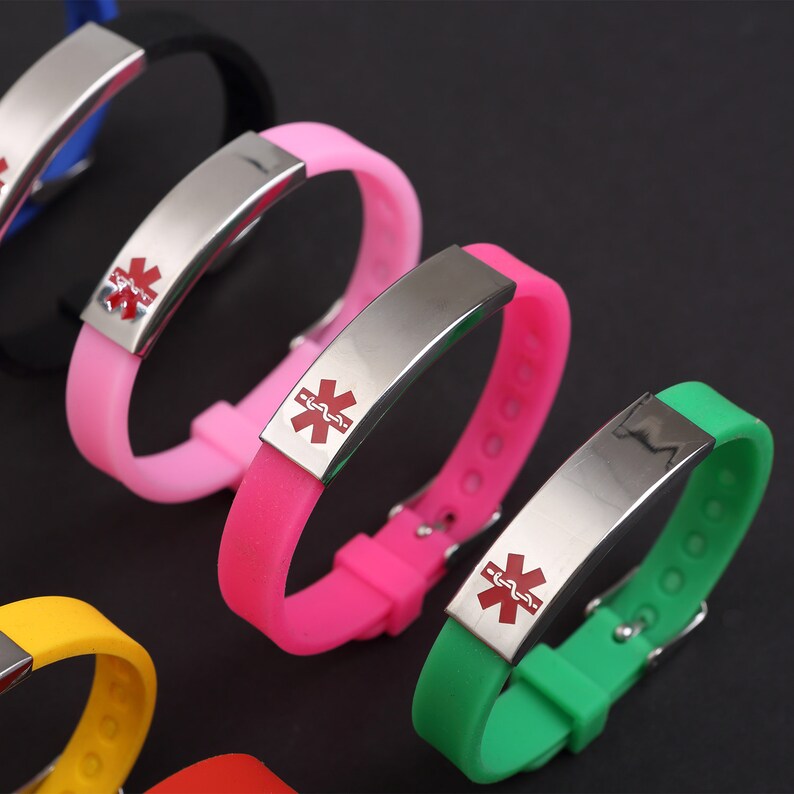 Minimalist Adjustable Medical ID Bracelet Silicone Stainless Etsy Canada