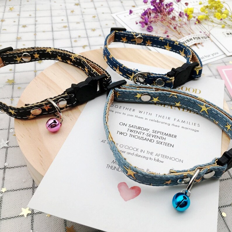 Star Cat Collar tag Personalized Cat Collars Cloth Cat Etsy
