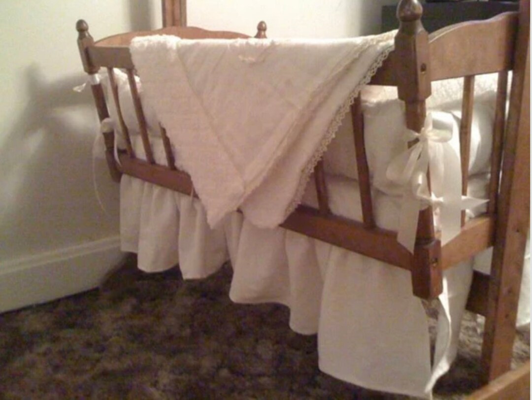 CUSTOM Mini Vintage Crib Baby Doll Cradle Bedding Set Linen Etsy
