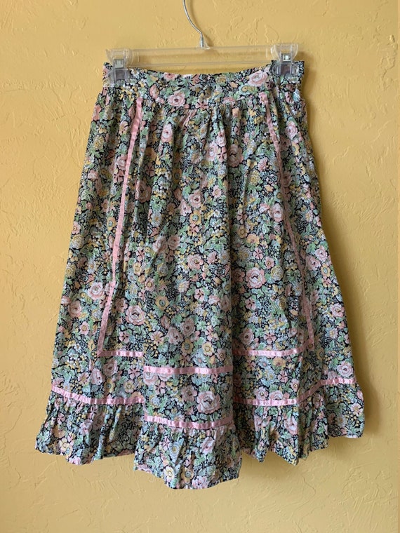 Vintage '70s Midi Skirt | Size M | Floral Ruffle S