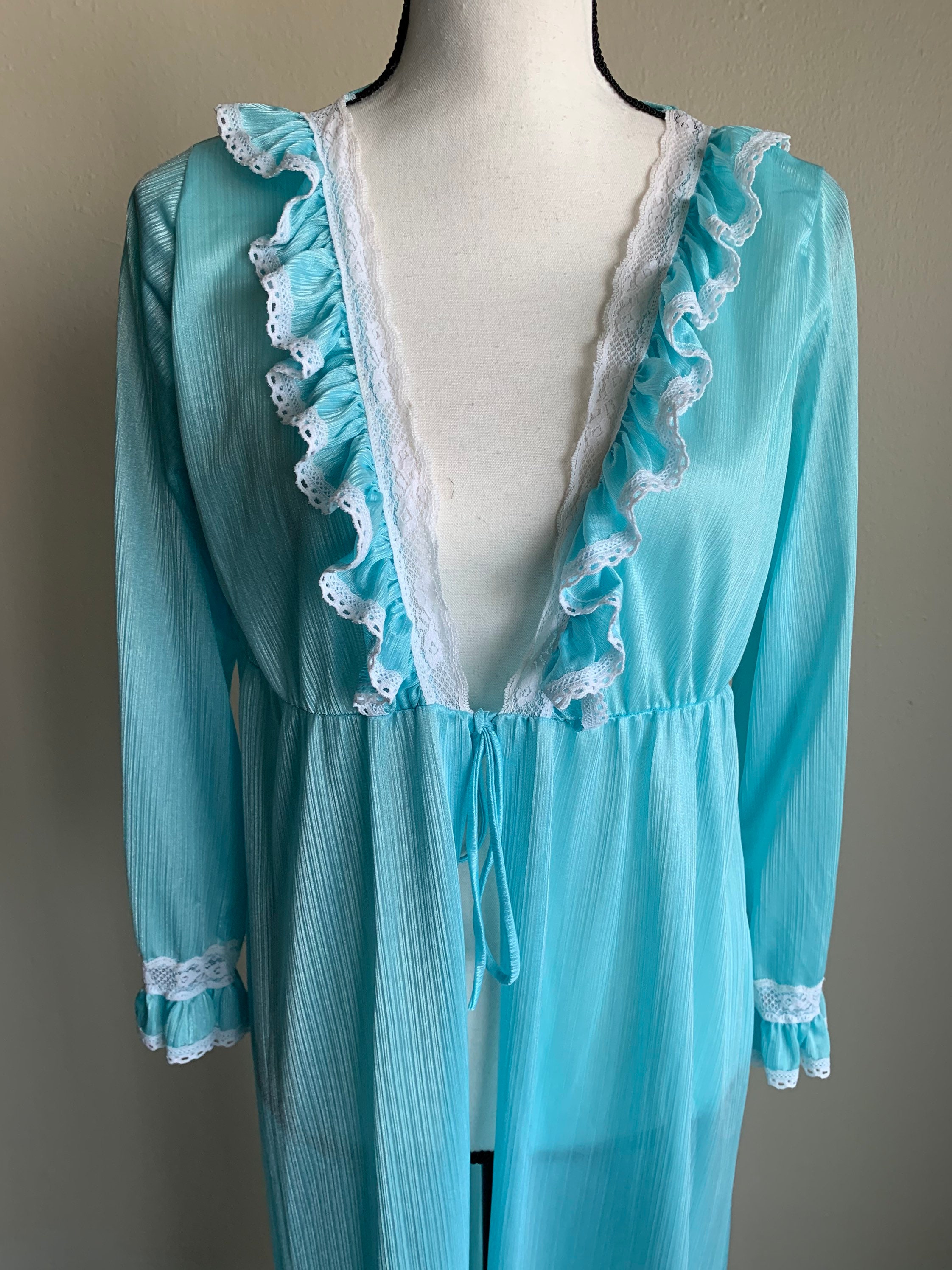 Vintage 1970s Turquoise Robe Fits Sizes M-XL Vintage Robe - Etsy