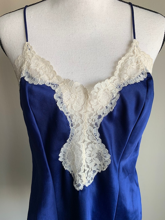 Vintage 80s Slip Dress | Blue Slip Dress | Vintag… - image 2