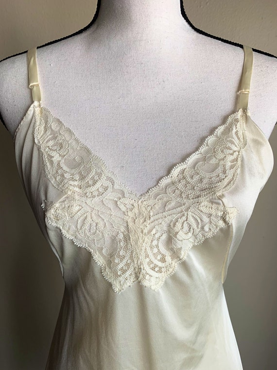 Vintage Ivory Slip Dress | Size M | White Nightgo… - image 2