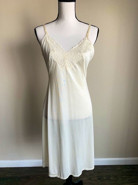 Vintage Ivory Slip Dress | Size M | White Nightgo… - image 1