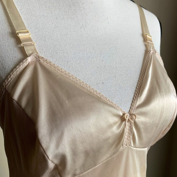 Soft and Sweet Light Pink Slip Dress from the 1970s | Size S | Midi Dress | Pink Nightgown | Lace Slip | Lingerie