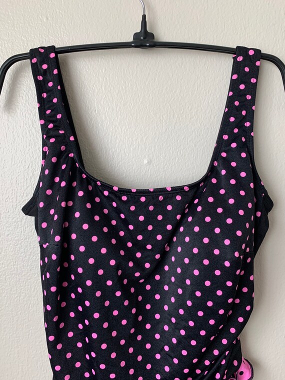 Classic Sheath Bathing Suit in Black & Red Polka Dots