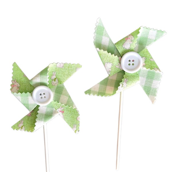 Green Bunny Pinwheels, Easter Pinwheels, Easter Eggs, Pinwheels, Pinwheel, Fabric Pinwheel, Pinwheel, Mug Filler, unique decor