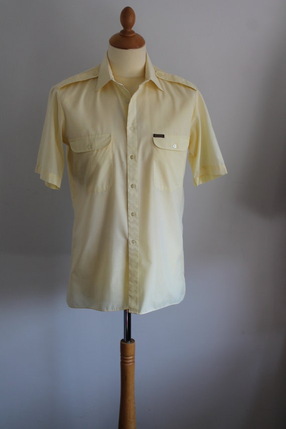 1950s pastel yellow shirt