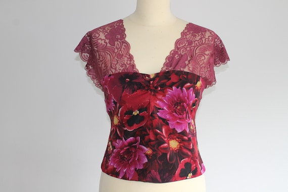 Rare 2000s Y2K Dolce and Gabbana lace floral top