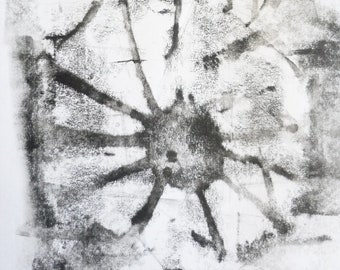 Ghost giant spider-crab monoprint, 11" x 14"