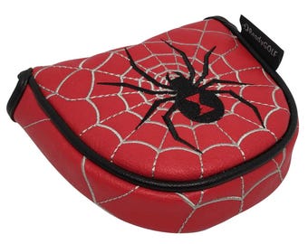 Black Widow Spider Embroidered Mallet Putter Cover by ReadyGOLF