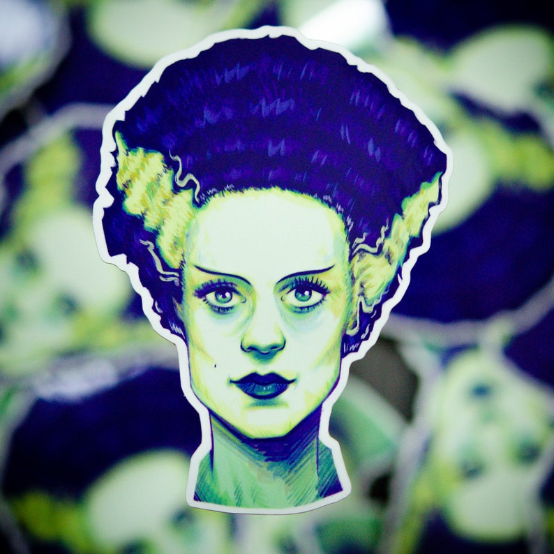 Bride of Frankenstein Sticker Halloween sticker | Etsy