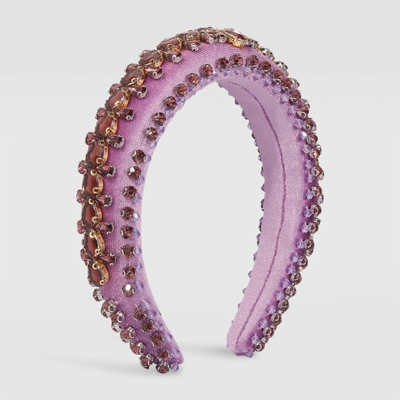 Large Rhinestone Velvet Padded Colorful Headband Wide Etsy