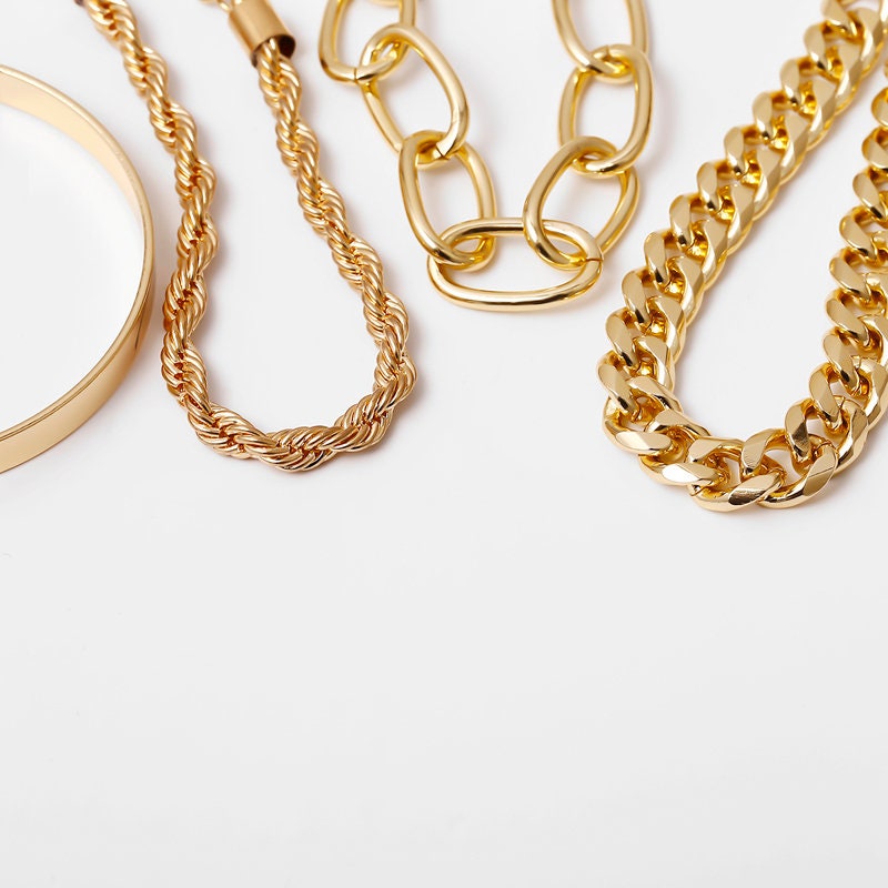 Gold Chain Stacking Bracelets 4 Pcs Set | Etsy