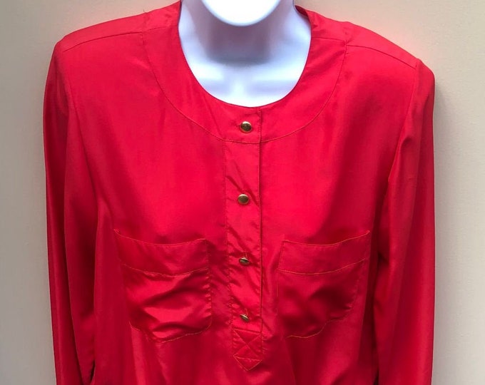 Beautiful Red Vintage Early 1980's Blouse by Josephine - Never Worn... Tags Still On!