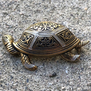 Vintage Spanish Damascene Turltle brooch / Pin Made in Spain