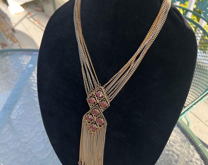Vintage Victorian Revival Statement Necklace by Goldette New York 1950's / 1960's