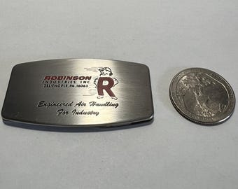 Vintage Brushed Chrome Zippo "Robinson Industrial" Zippo Advertising Pocket Knife. Salesman Sample. Never Used!