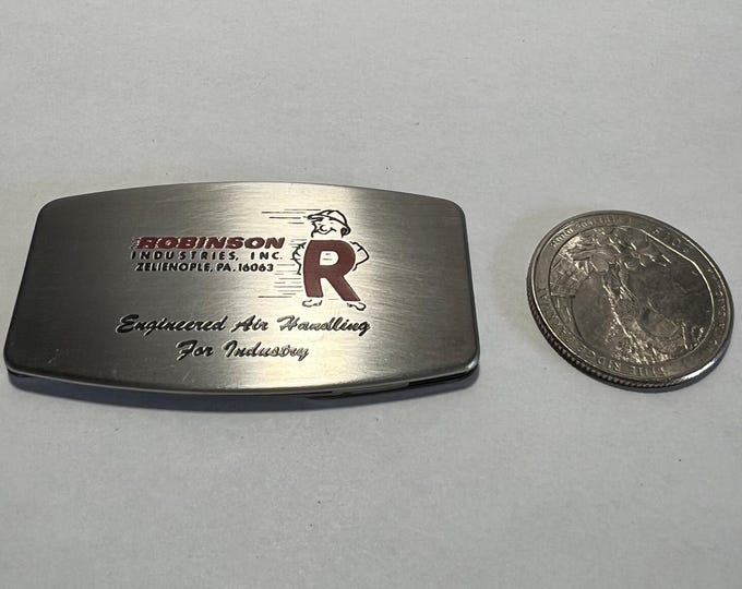 Vintage Brushed Chrome Zippo "Robinson Industrial" Zippo Advertising Pocket Knife. Salesman Sample. Never Used!
