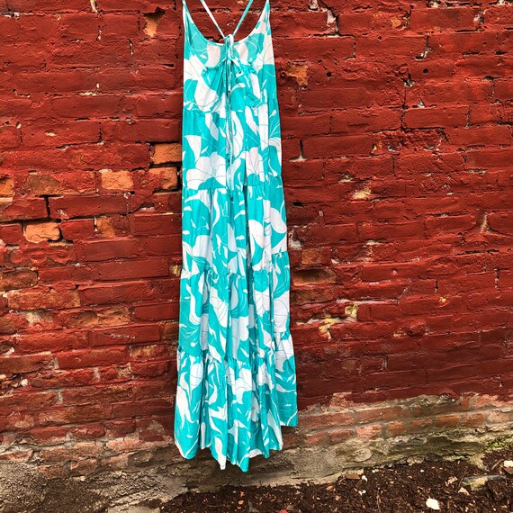 Early 1980's Vintage Summer Dress  - Light Teal B… - image 3