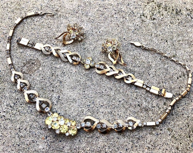 Vintage Sarah Coventry Monte Carlo Parure Necklace, Bracelet, and Earrings Set