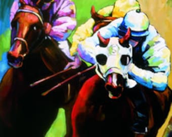 Secretariat, horse racing art, horse racing, horse racing print, horse racing decor, horse racing gifts, racetrack, horse race, race day,
