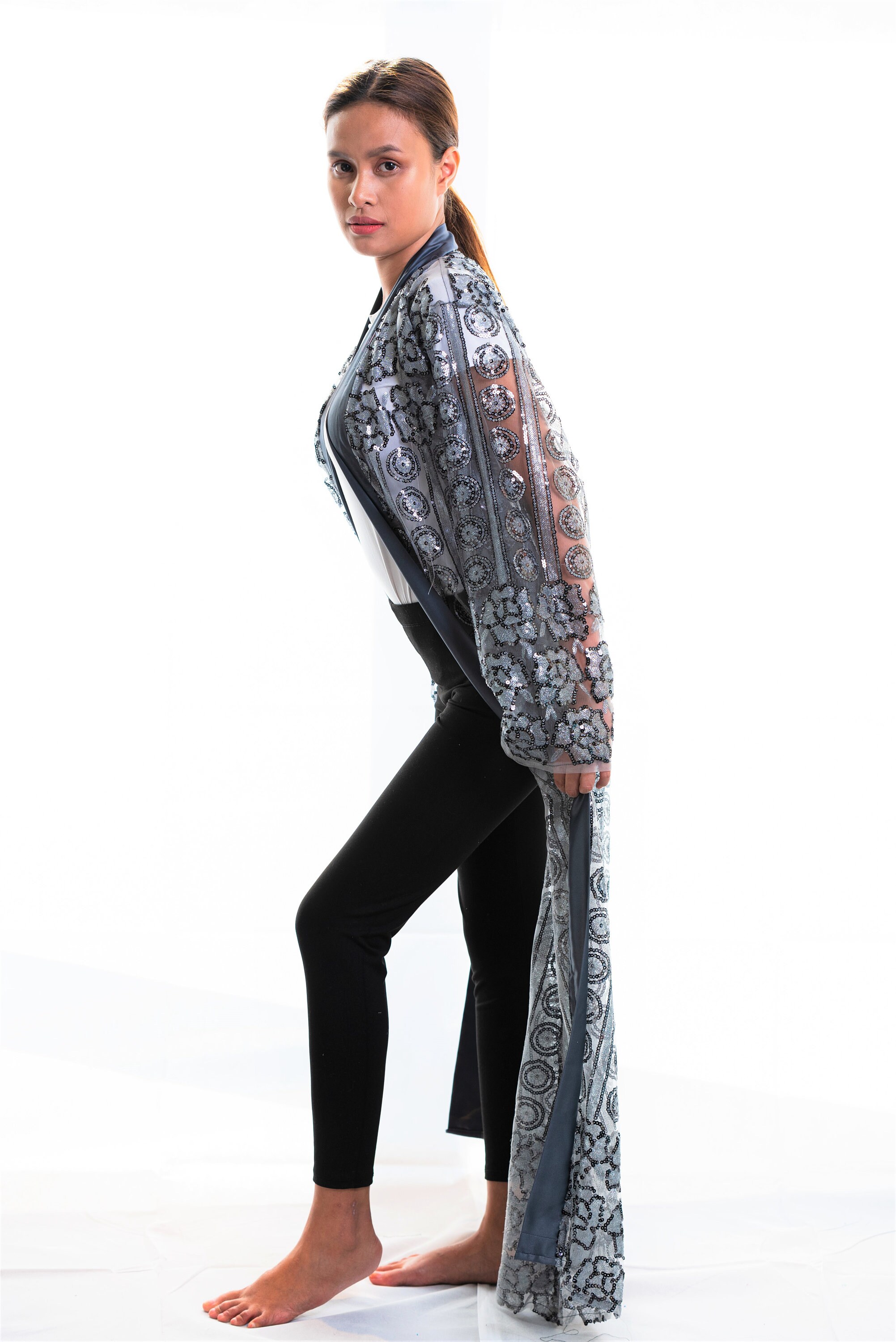 silver sequin robe