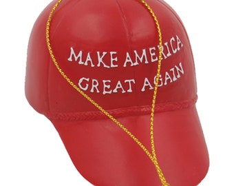 My Little Town, Donald Trump MAGA hat Christmas ornament.