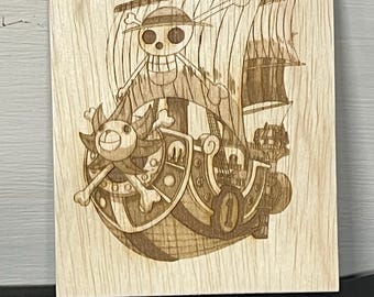 Tausend Sunny / Going Merry One Piece Holzgravur Magnet