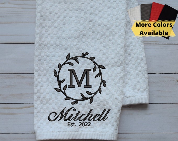 Personalized Embroidered Name Towel/Wedding Towel/Kitchen Towel/Custom Towel