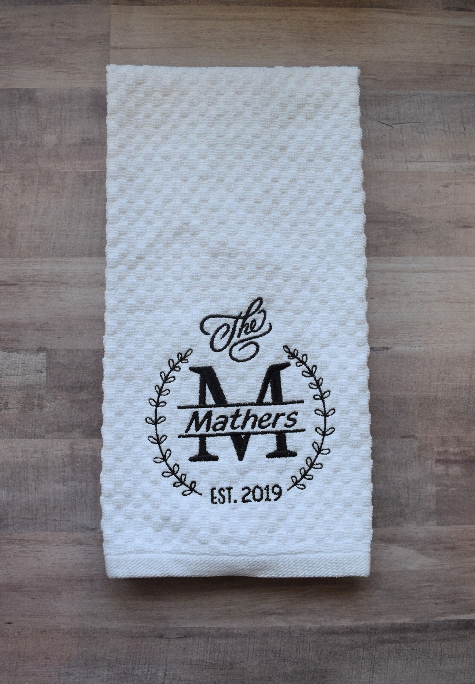 Personalized Last Name Embroidered Kitchen Towel/custom Name Etsy
