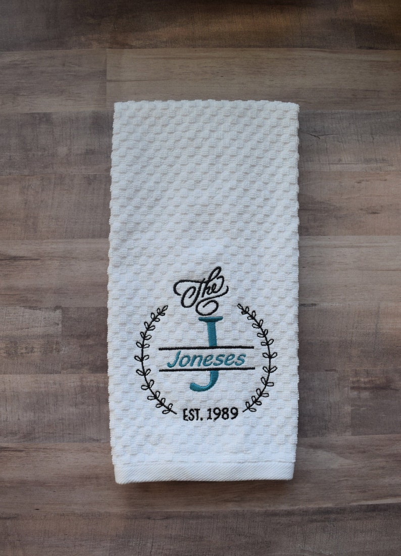 Personalized Last Name Embroidered Kitchen Towel/Custom Name Etsy