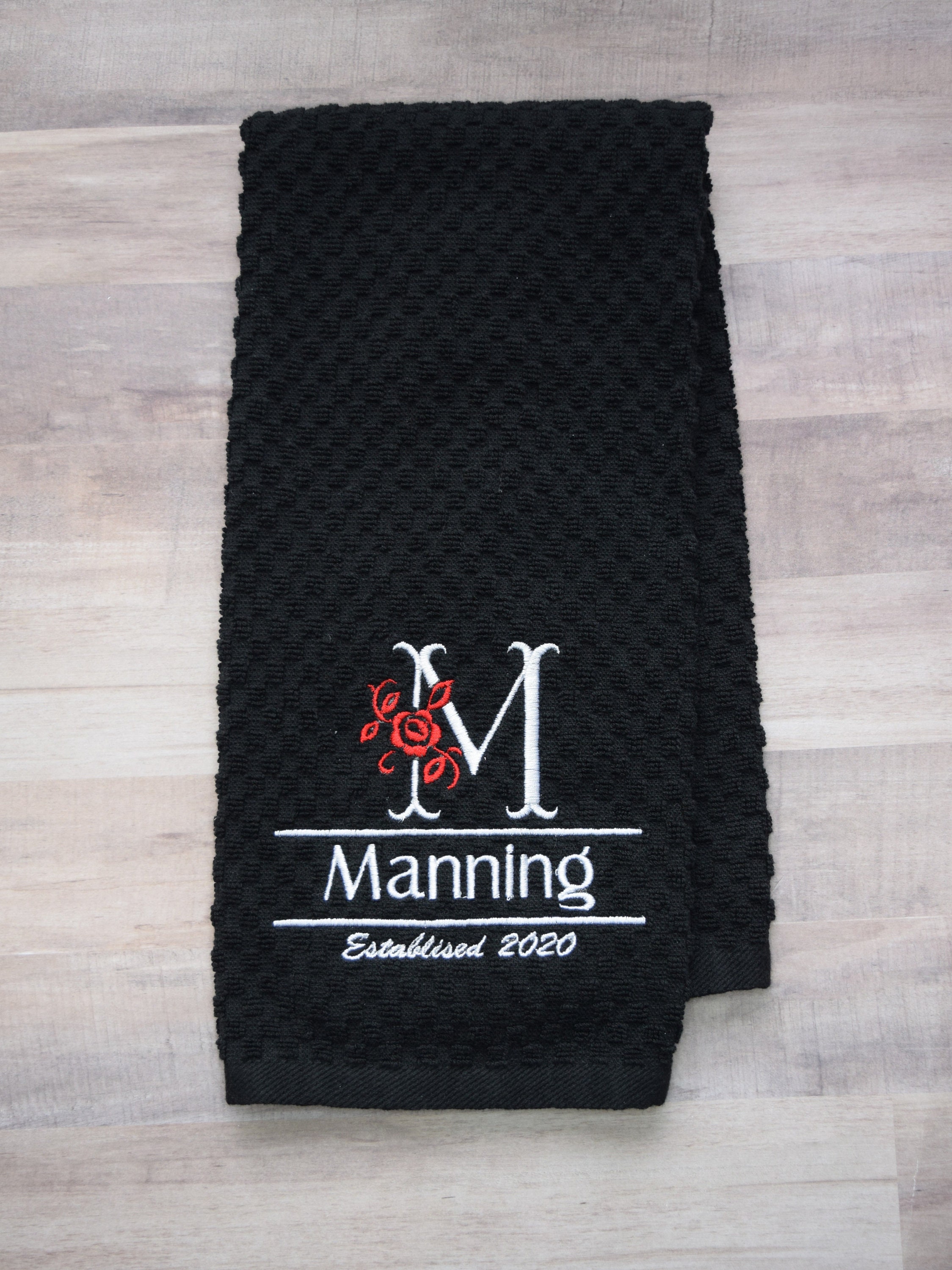 Personalized Name Kitchen Towel/embroidered Wedding Towel/rose Etsy