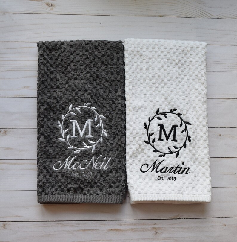 Personalized Embroidered Name Towel/Wedding Towel/Kitchen Etsy