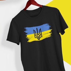 Camisa de Ucrania, escudo de armas de la bandera de Ucrania Camiseta de manga corta