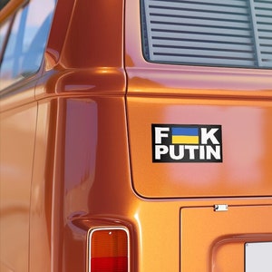 F Putin Bumper Sticker, Ukrainian Flag, Ukraine Bumper Stickers