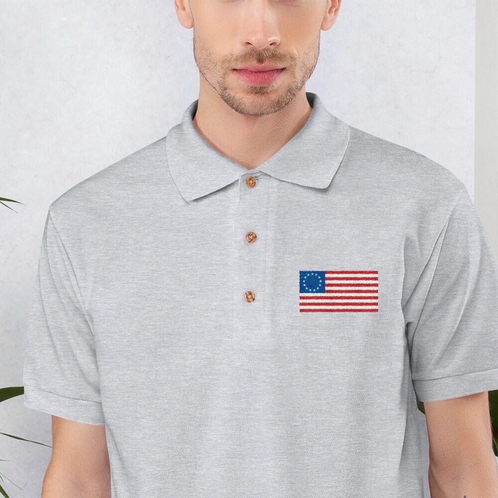 Betsy Ross Flag Embroidered Polo Shirt 