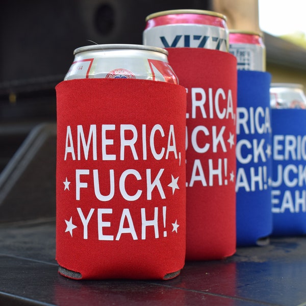 Happy 4th Of July Beverage Coolers - Set Of 6 Striped Can Coolers, Reusable & Waterproof For BBQ