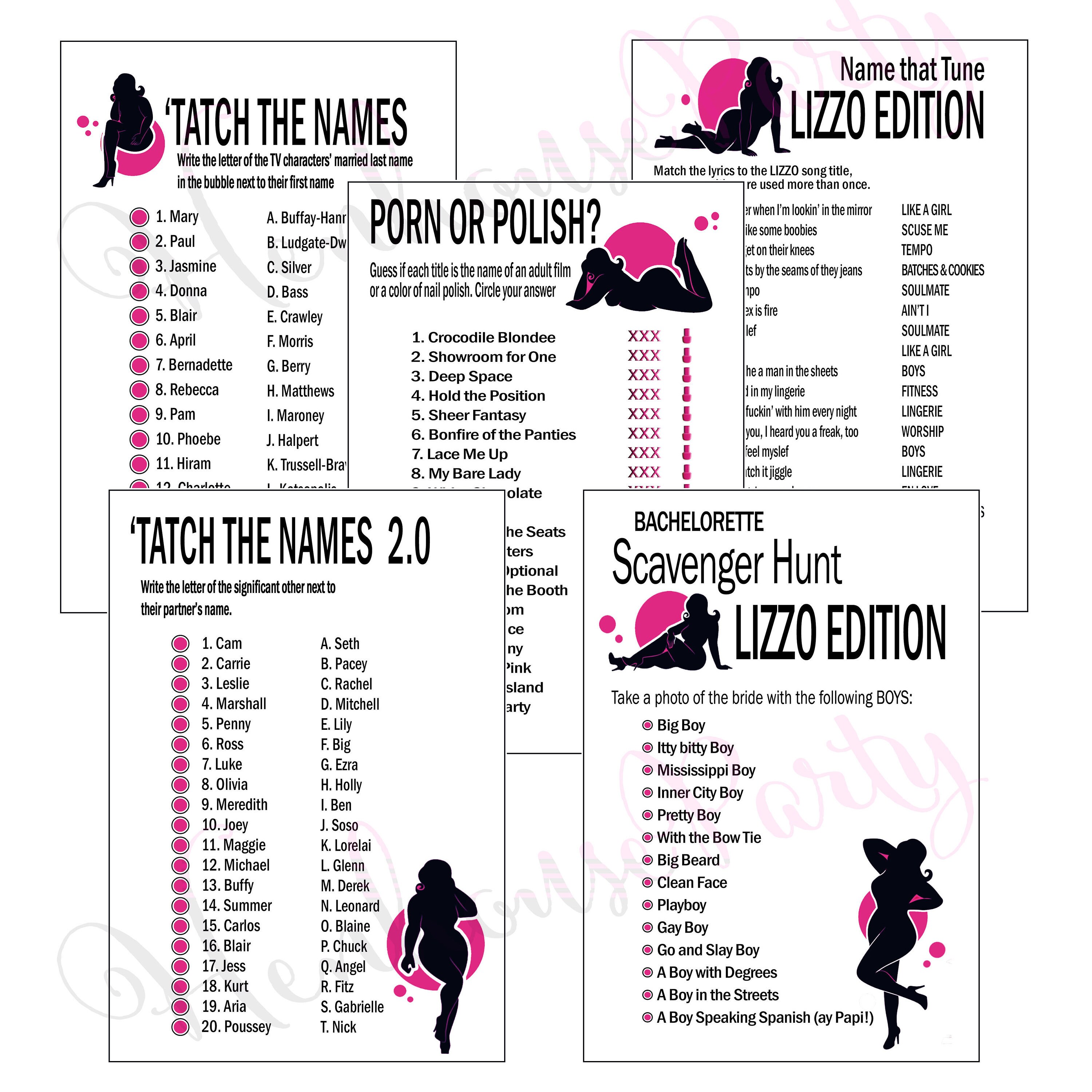 Lizzo Bachelorette Party Games Downloadable File Lizzo Etsy